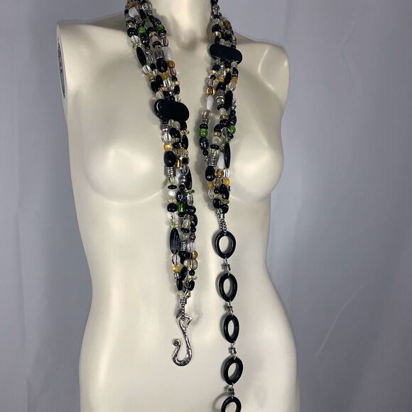 Vintage 90’s Beaded Hip Belt Coldwater Creek Multi Beaded Boho Statement Belt XL - Picture 14 of 16